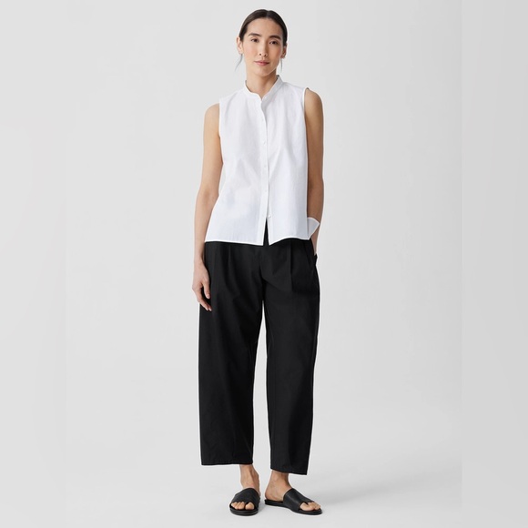 NWT Eileen Fisher Washed Organic Cotton Poplin Sleeveless Shirt - Picture 3 of 11